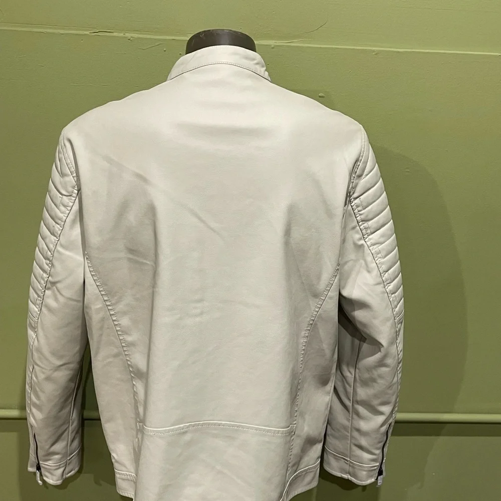 Deniko jacket biker bone no collar modern fit synthetic leather